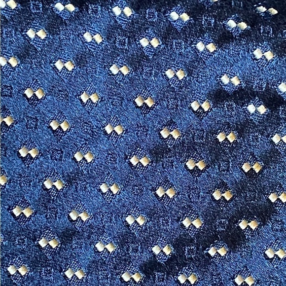 Alby Made in Italy Blue & Gold Checkered Silk Tie 56” - Picture 6 of 11